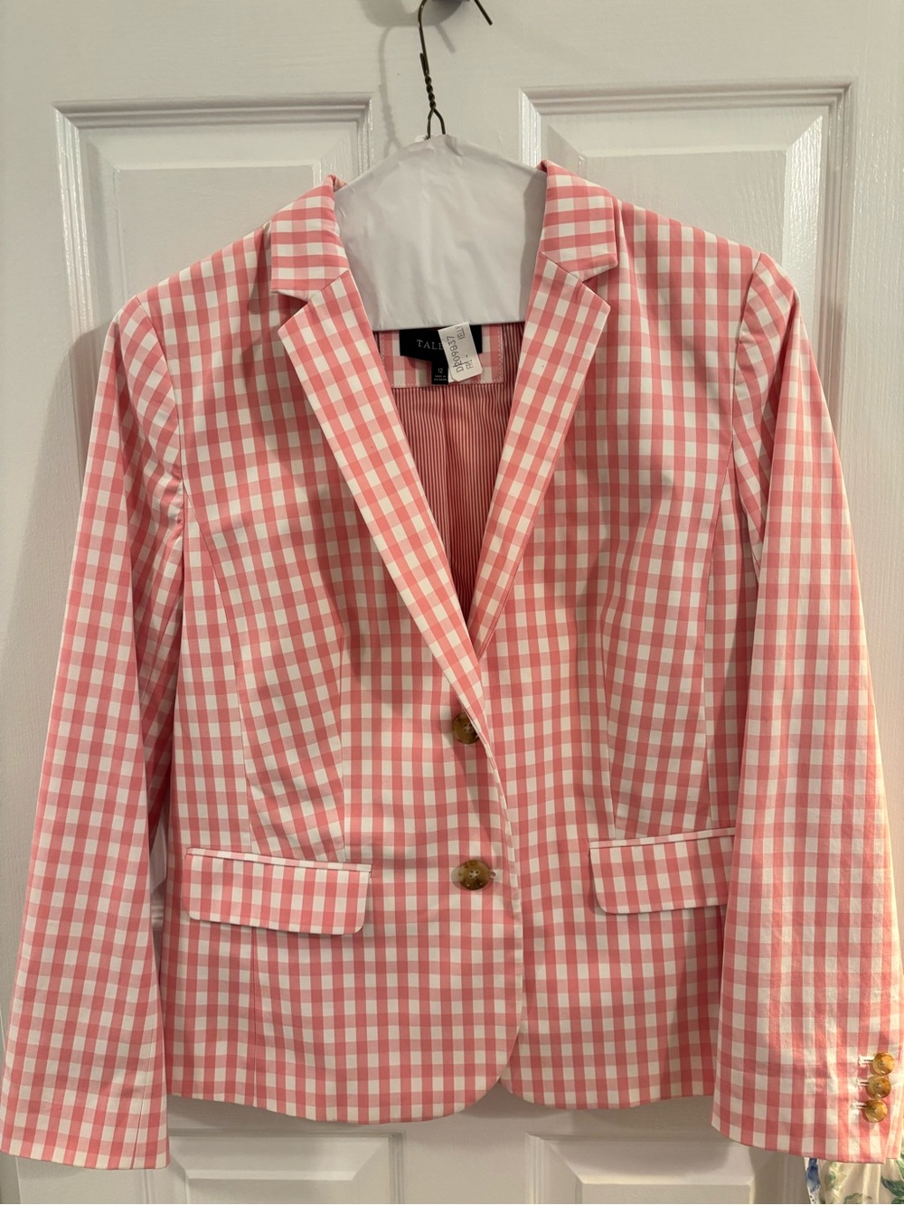 Talbots Pink Gingham Blazer Jacket 12